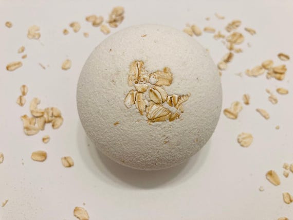 Large Handmade Unscented Oatmeal Bath Bomb, Fragrance and Dye Free for Sensitive Skin