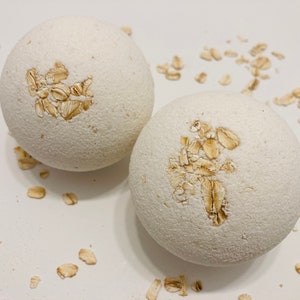 Large Handmade Unscented Oatmeal Bath Bomb, Fragrance and Dye Free for Sensitive Skin image 3