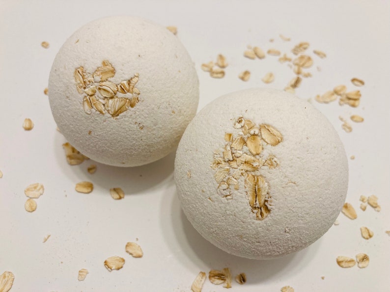 Large Handmade Unscented Oatmeal Bath Bomb, Fragrance and Dye Free for Sensitive Skin image 3