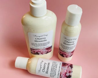 Loción hidratante corporal y de manos con aroma a flor de cerezo y flor de cerezo, ideal para primavera y verano.