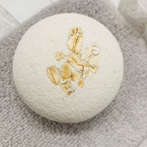 Large Handmade Unscented Oatmeal Bath Bomb, Fragrance and Dye Free for Sensitive Skin image 6