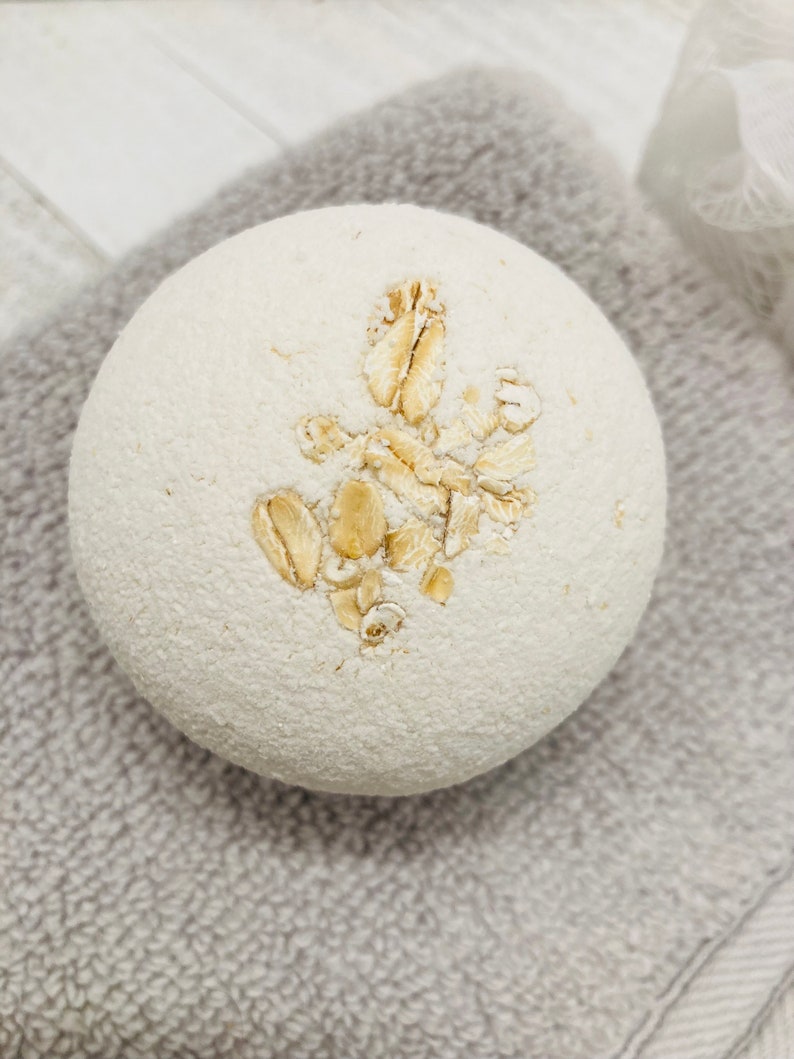 Large Handmade Unscented Oatmeal Bath Bomb, Fragrance and Dye Free for Sensitive Skin image 6