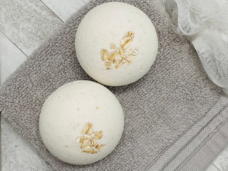 Large Handmade Unscented Oatmeal Bath Bomb, Fragrance and Dye Free for Sensitive Skin image 7