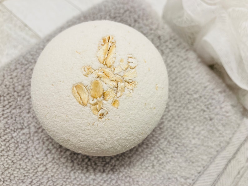 Large Handmade Unscented Oatmeal Bath Bomb, Fragrance and Dye Free for Sensitive Skin image 5