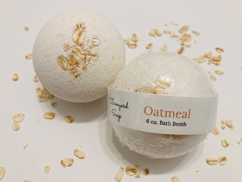 Large Handmade Unscented Oatmeal Bath Bomb, Fragrance and Dye Free for Sensitive Skin image 4