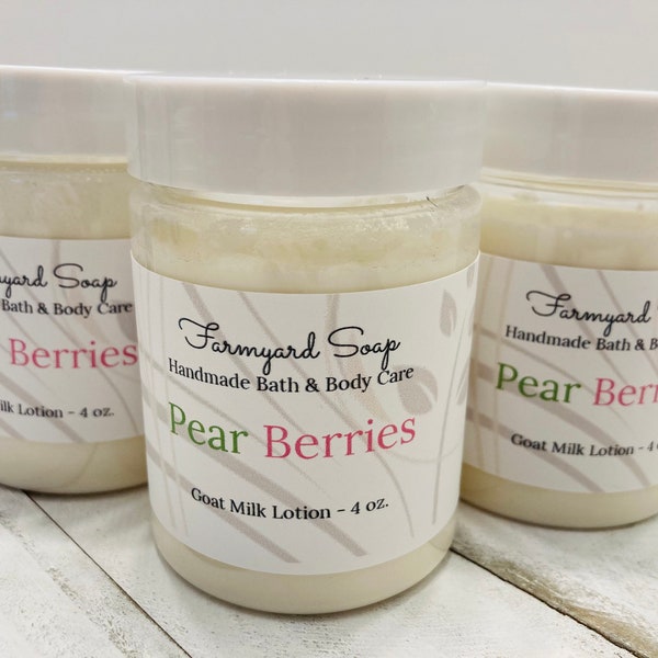 Pear Berries Goat Milk Lotion, VS Type Pear Berry Scent, Goat Milk Lotion, Lotion in a Jar, 4 oz. Lotion Jar, Milk Lotion