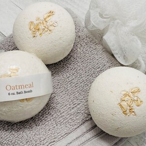 Large Handmade Unscented Oatmeal Bath Bomb, Fragrance and Dye Free for Sensitive Skin image 9
