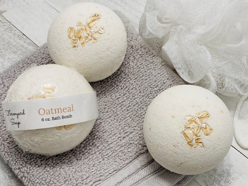 Large Handmade Unscented Oatmeal Bath Bomb, Fragrance and Dye Free for Sensitive Skin image 9