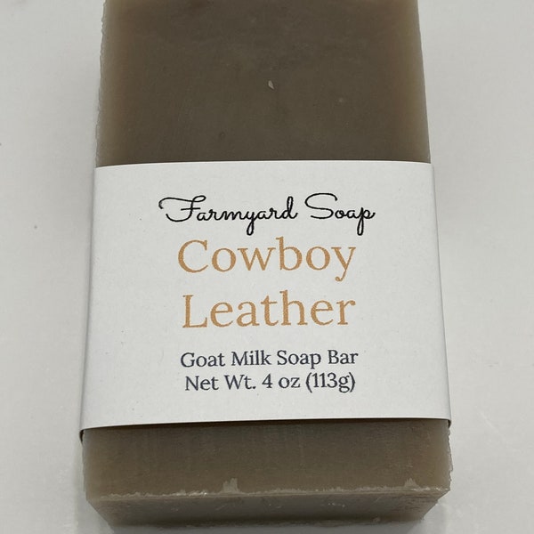 Cowboy Leather Goat Milk Soap for Men, Tall and Skinny Soap Bar, Goat Milk Soap, Leather Scented Soap