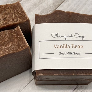 Handcrafted Vanilla Bean Goat Milk Soap Bar, Vanilla Scented Soap, Goats Milk Soap
