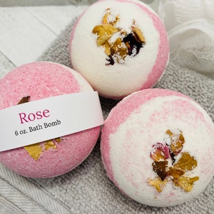 Rose Petal Bath Bomb: Rose Scented, Romantic Gift, 6 oz