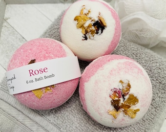 Rose Petal Bath Bomb: Rose Scented, Romantic Gift, 6 oz