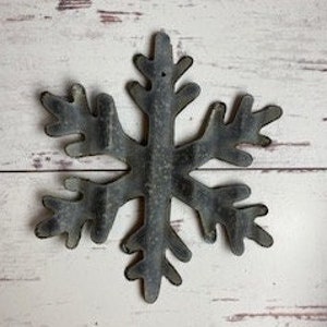 Corrugated Snowflake - 8 inch Small Natural or White - Simple Snowflake - Metal Snowflake - Holiday Decor - Christmas - Winter Decor
