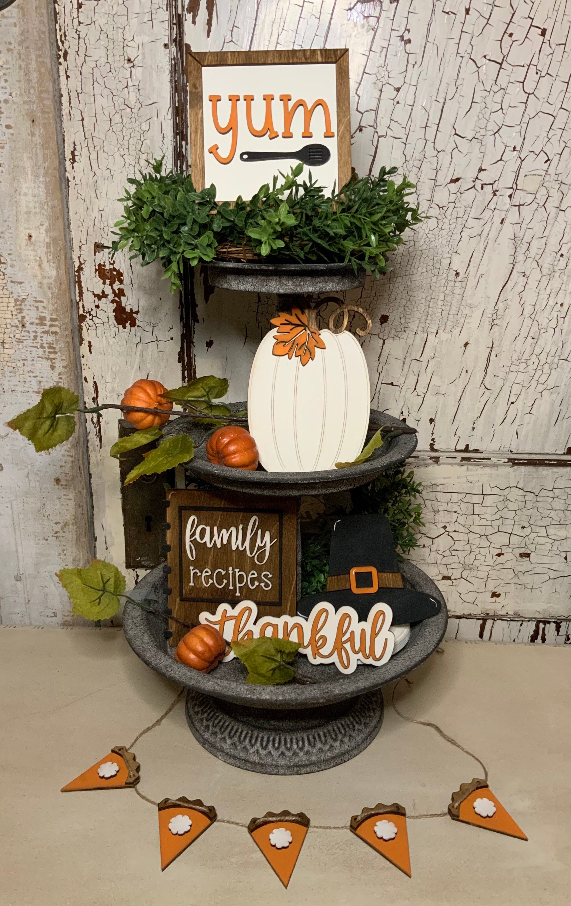 Thanksgiving Tiered Tray Set Fall Decor Tiered Tray Decor Etsy