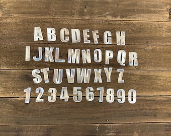 2 inch Metal Letters Numbers (Impact),  Small Metal Letters Numbers,  Steel, Rustic Letters, Rusty or Natural Steel, Sign Letters