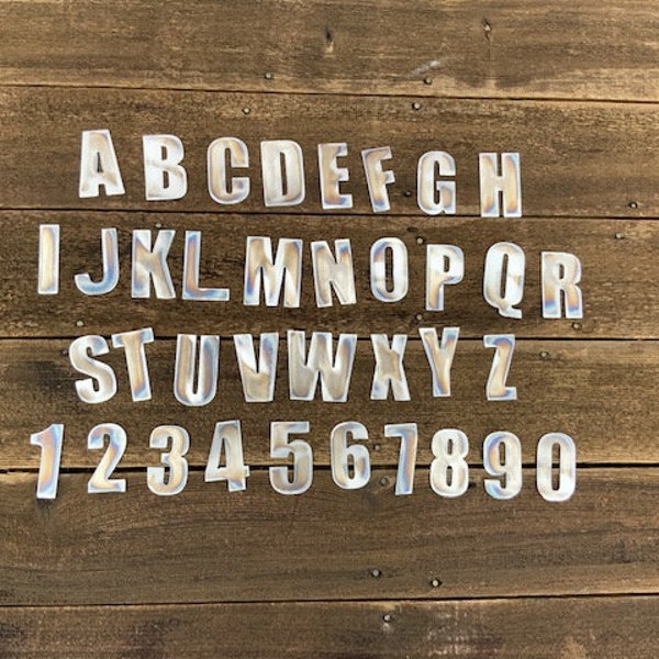 1 1/2 inch Metal Letters Numbers (Impact),  Small Metal Letters Numbers,  Steel, Rustic Letters, Rusty or Natural Steel, Sign Letters