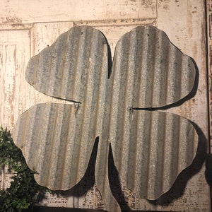 Corrugated metal 4 leaf clover (16")- Spring Decor - St Patrick Day decor