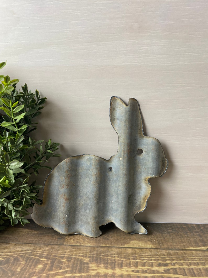 6 Inch Corrugated Metal Bunny - Spring Decor - Easter- Bunny Decor - Etsy