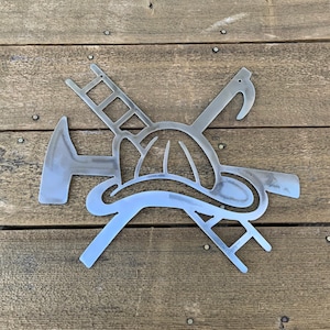 Fire Fighter Emblem, firefighter decor, gift for firefighter, fireman sign, Metal Decor