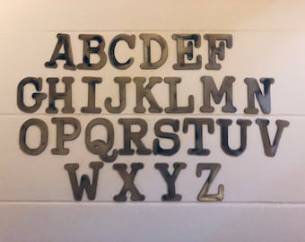 2 inch Metal Letters and Numbers  (typewriter),  Small Metal Letters and Numbers, Steel, Rustic Letters, Natural Steel, Sign Letters