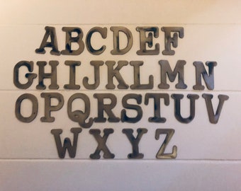 3 inch Metal Letters Numbers (typewriter), Small Metal Letters Numbers, Steel, Rustic Letters, Natural Steel, Sign Letters