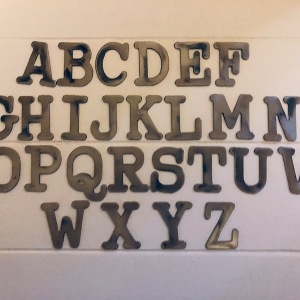 3 inch Metal Letters Numbers (typewriter), Small Metal Letters Numbers, Steel, Rustic Letters, Natural Steel, Sign Letters