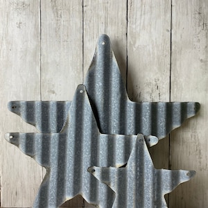 Set of 3 (small, medium and large) -Corrugated metal stars - holiday decor - Patriotic - Summer decor