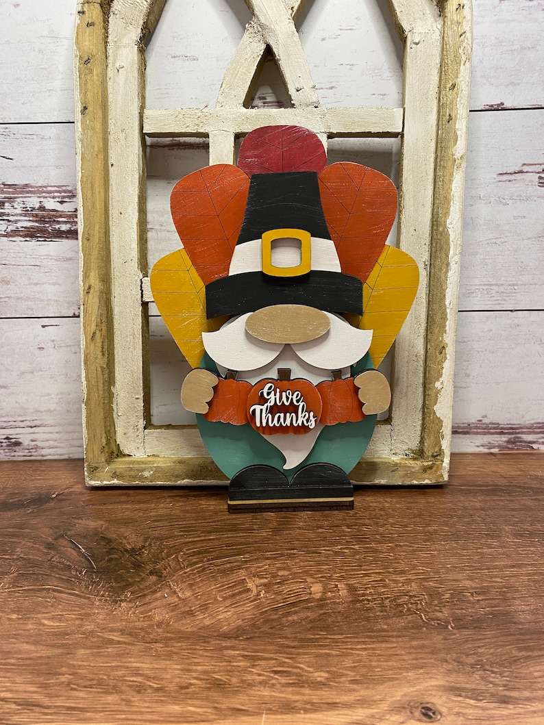 Thanksgiving Gnome, Pilgrim Gnome, Shelf Sitter Gnome, Fall Decor ...
