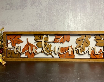 Layered Autumn Sign, fall decor, autumn Decor, Shelf Sitter, Wall Decor, fall leaves
