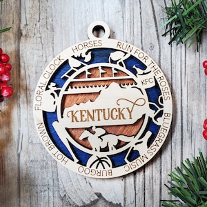 State Ornament, Wood USA Ornament, Christmas Ornament,  Kentucky Ornament