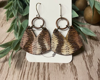 Distressed Abstract Earrings with Metal Connectors, Hypoallergenic Hooks, Boho Chic Jewelry, Unique Handmade Gift for Her