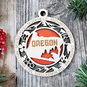 State Ornament - Wood USA Ornament - Christmas Ornament - Oregon Ornament