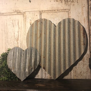 Corrugated metal heart (16&quot;)- Spring Decor - Valentine decor- Heart