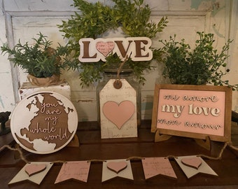 Love Tiered Tray set - Valentine decor - tiered tray decor