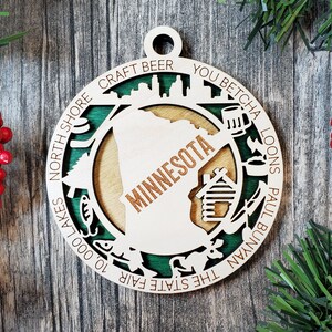 State Ornament - Wood USA Ornament - Christmas Ornament - Minnesota Ornament