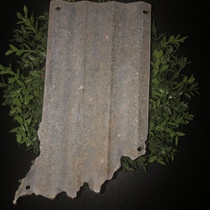 Corrugated metal state - Indiana (9&quot; or 16”)- Farmhouse Decor - state