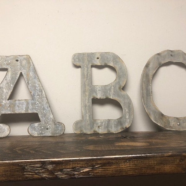 10 inch Corrugated Alphabet & Numbers, Old Barn Tin,  Metal Decor, Farmhouse Decor, Wall Decor, Gallery Wall