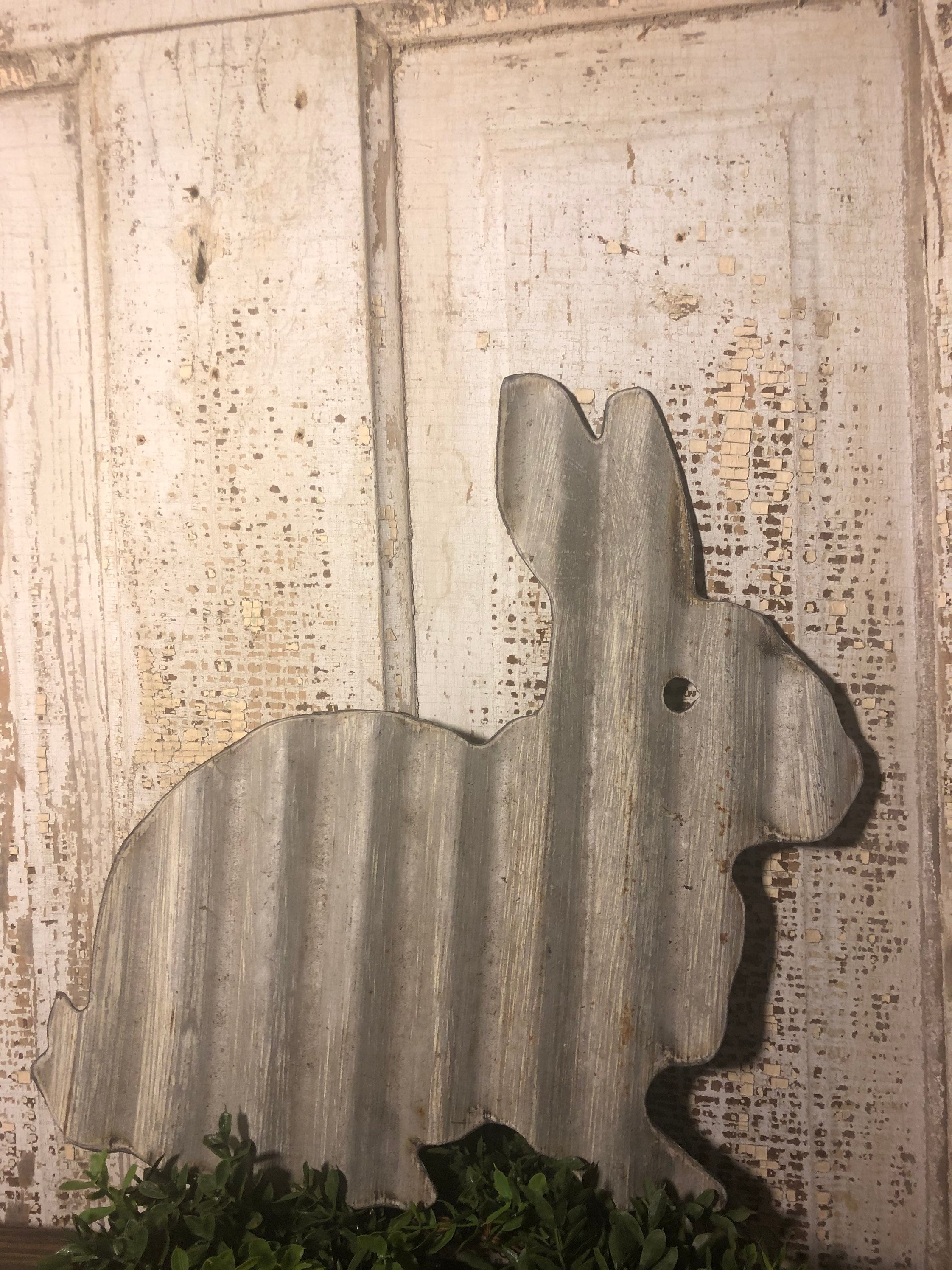 Corrugated Metal Bunny - Spring Decor - Easter- Bunny Decor - Etsy