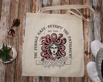 Feministyczna torba z płótna bawełnianego Medusa: prezent na wzmocnienie