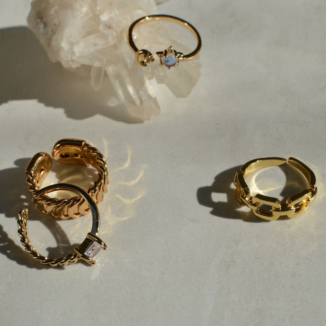 Smooth Chain & Square Chain Ring Etsy