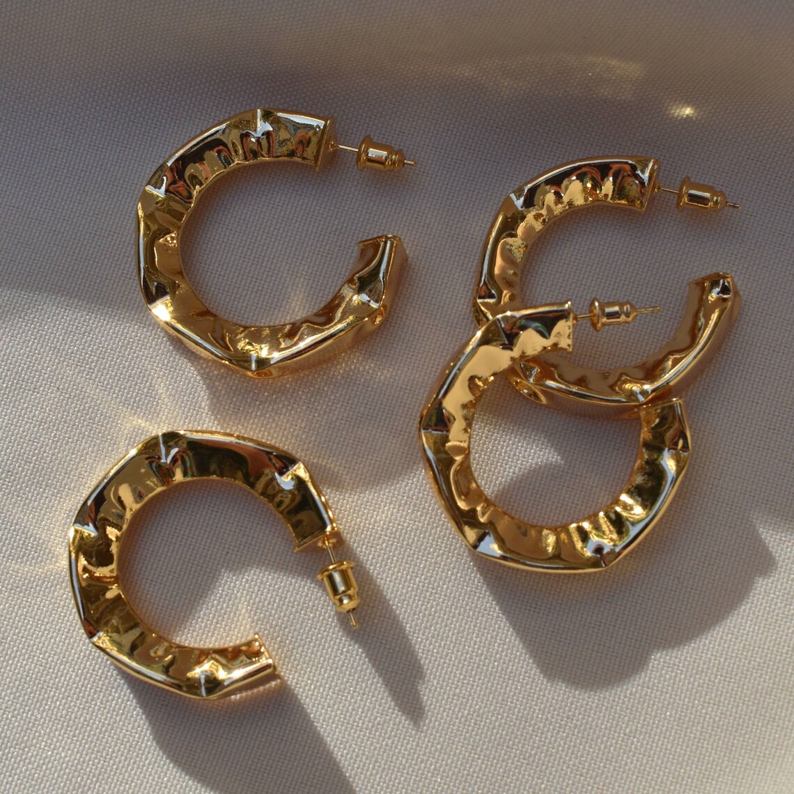 Letty Irregolare 18K Oro Placcato Hollow Cerchi Etsy