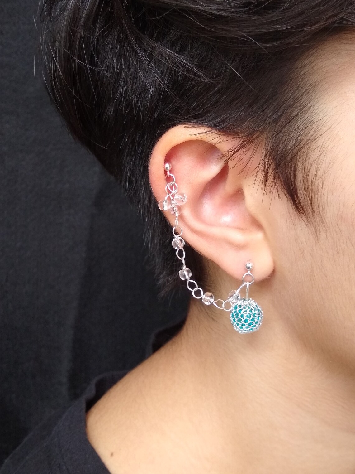 earrings connected with chain