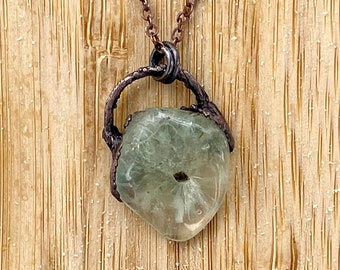 Amulet Prehnite Crystal Copper Necklace |Gemstone jewelry necklace| handcrafted pendant