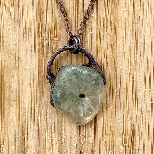 Amulet Prehnite Crystal Copper Necklace |Gemstone jewelry necklace| handcrafted pendant