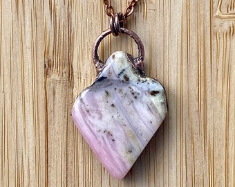 Amulet Pink Opal crystal | Copper Necklace | jewelry Love & Hope necklace Statement| Talisman jewellery