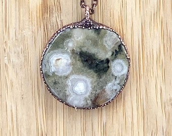 Ocean Jasper Crystal copper pendant | copper jewellery | Healing Crystals connect to spiritual realm