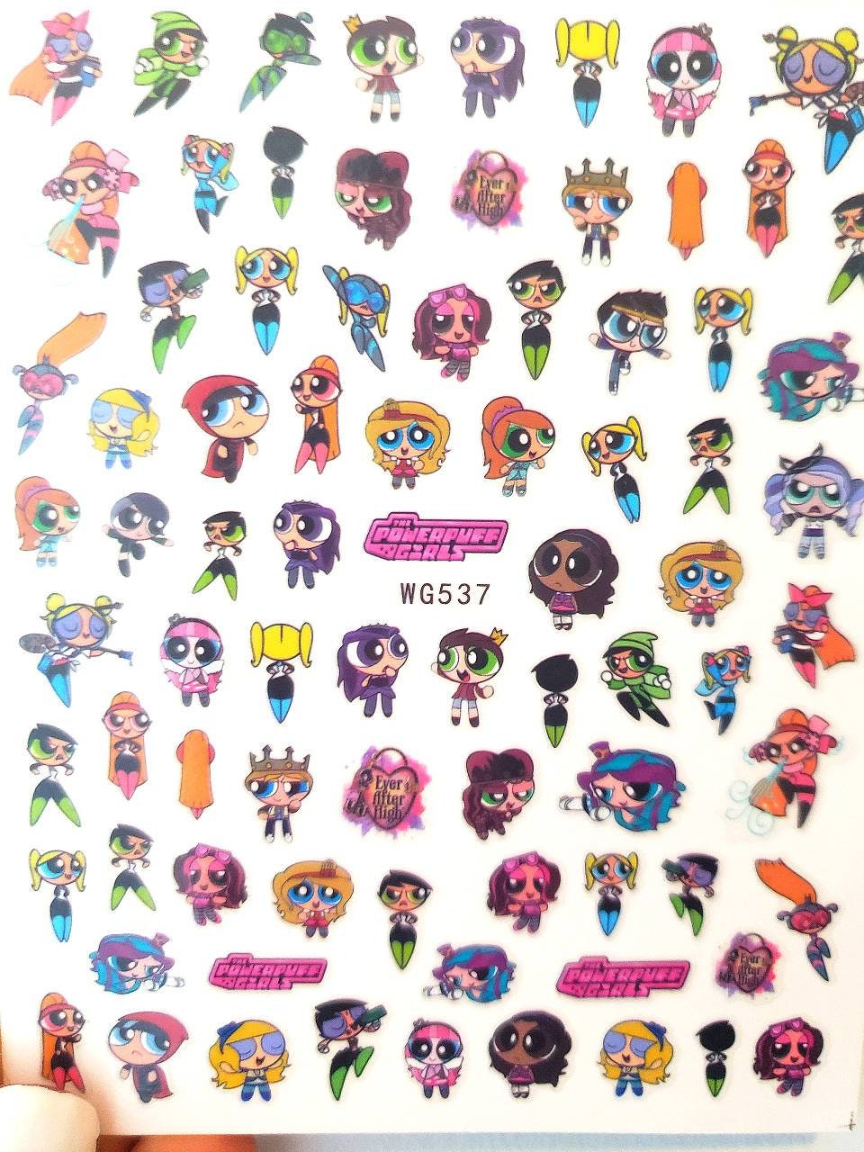 nail sticker teen power puff girls nail art etsy