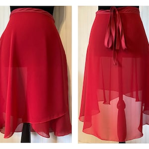 Rehearsal Skirt, High-Low, Ruby Red, Ballet Wrap Skirt