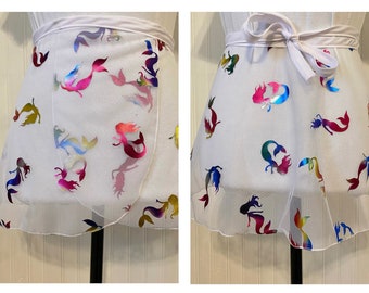 Child’s Ballet Skirt - white with rainbow mermaids