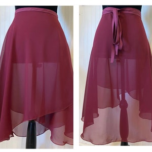 Rehearsal Skirt, High-Low, Merlot, Ballet Wrap Skirt